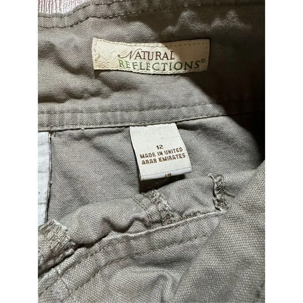 Vintage Natural Reflections Olive green cargo y2k 90s skirt sz 12 women’s‎